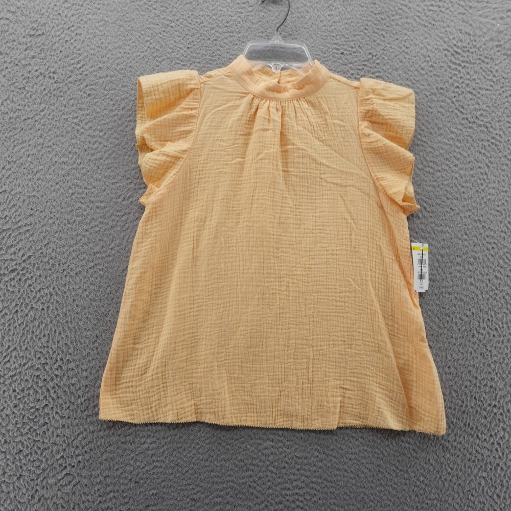Joes‎ Jeans Apricot Sherbet Gauze Mock Neck Flutter Sleeve Blouse XS NEW